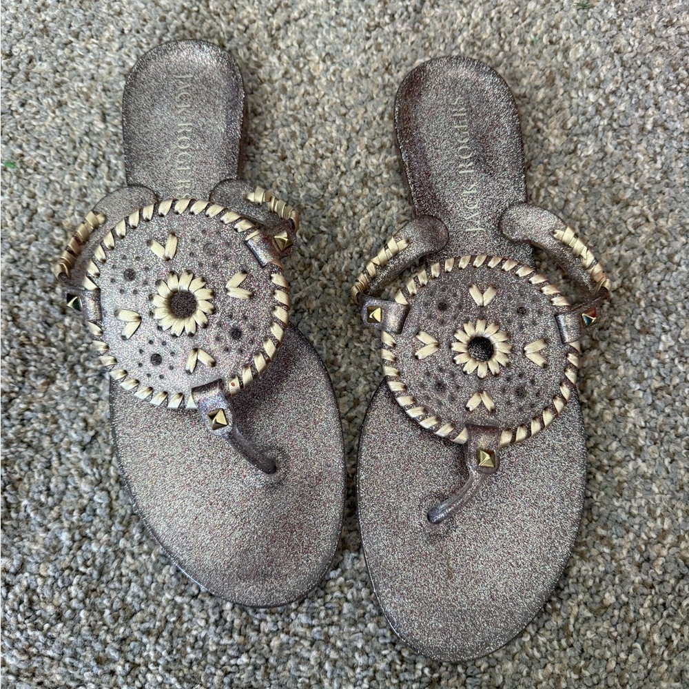 Jack Rogers Jelly Sandals with Gold Accents